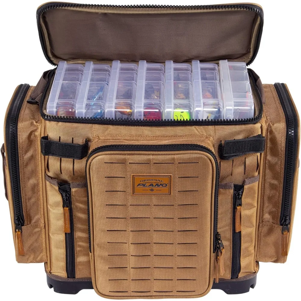 

Series Tackle Bag | Premium Tackle Storage with No Slip Base and Included stows, Khaki with Brown and Black Trim