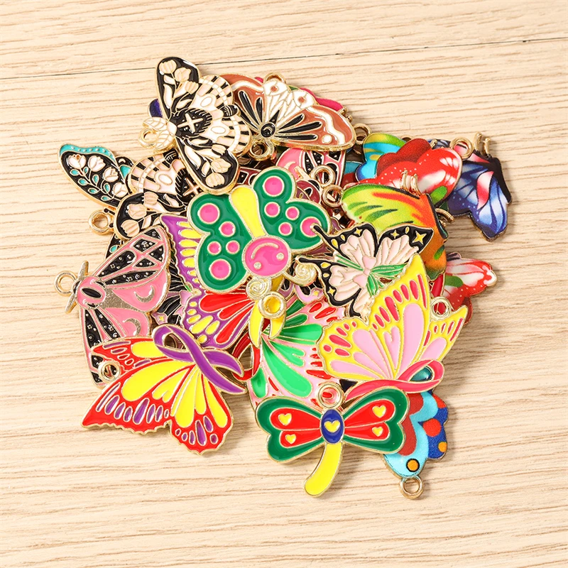 10 Stück Niedliche Bunte Emaille-Fliegender-Schmetterling-Anhänger für Schmuckherstellung Ohrringe Anhänger Halsketten Armbänder DIY-Bastelbedarf – Detail 4