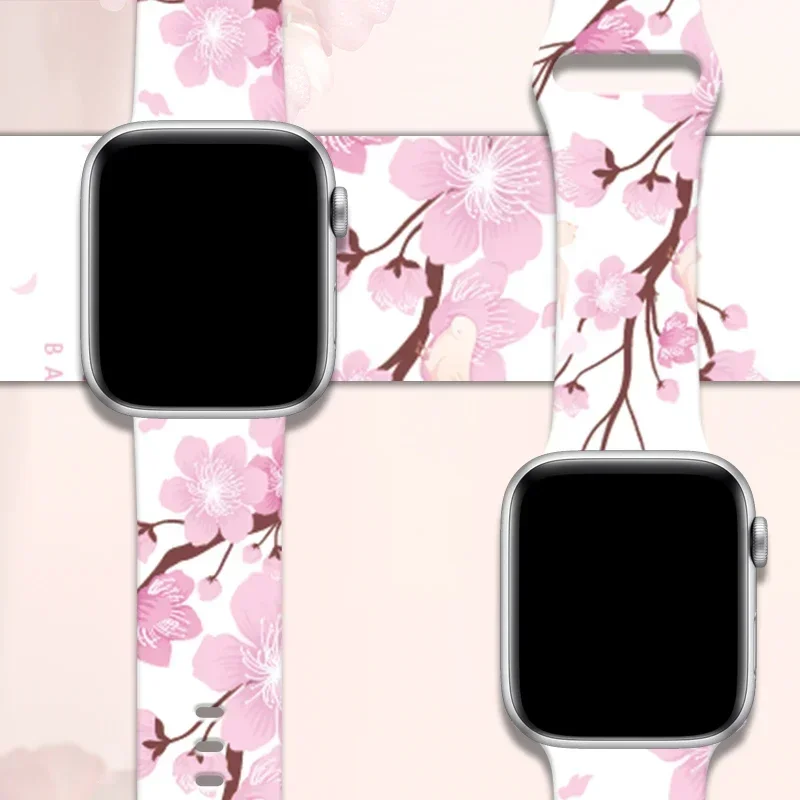 Cinturino per cinturino Apple Watch Ultra 49mm 41mm 45mm 40mm 38/42mm 44mm Bracciale floreale stampato in silicone serie iWatch 9 8 7 SE 6 5 3