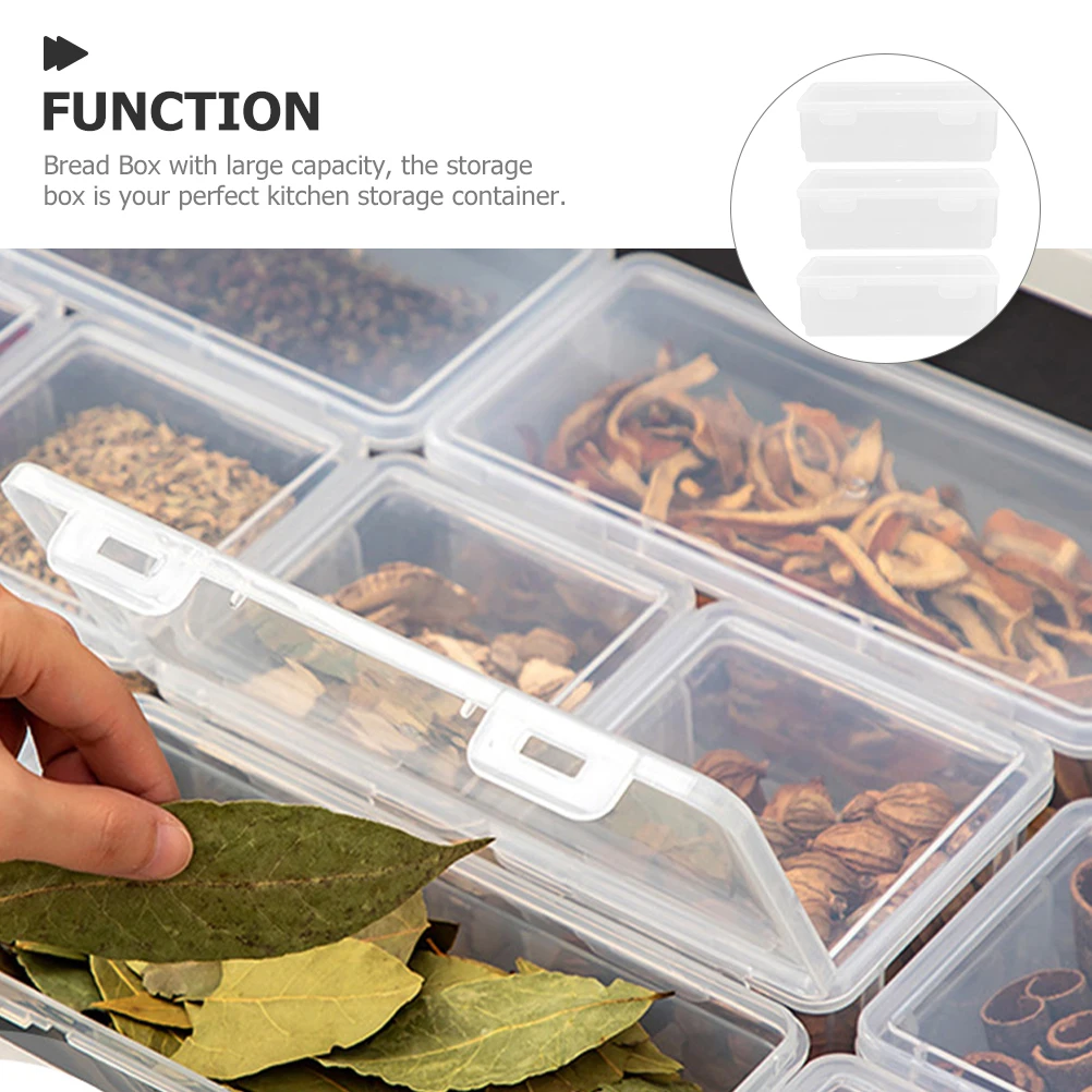 

3 Pcs Bread Container Spice Jar Transparent Kitchen ganizer Loaf Box Fridge Fruit Storage Food Grade Large Capacity