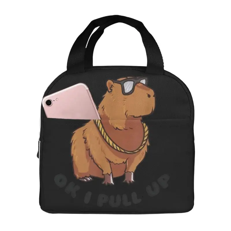 Cartoon Capybara hot lunch bag Female Male Office Student bento Storage Insulated bag Fun thickened insulated bento bag