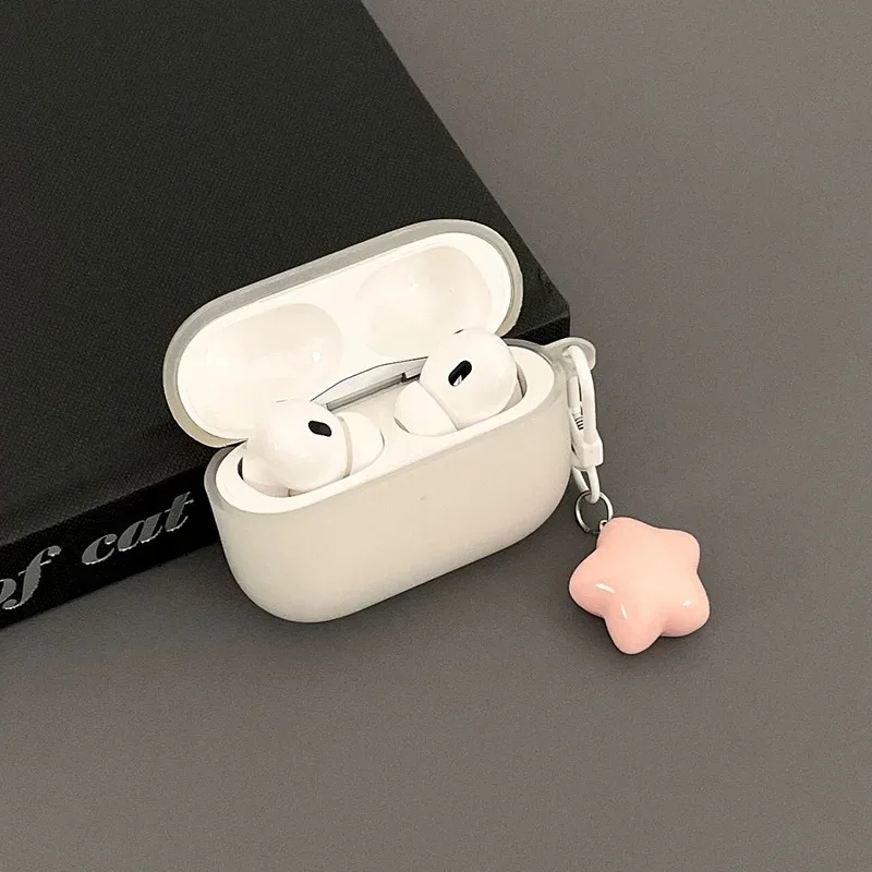 Capa macia com pingente de chaveiro estrela para apple airpods 4 3 pro 2 1 acessórios de fone de ouvido sem fio caixa capa
