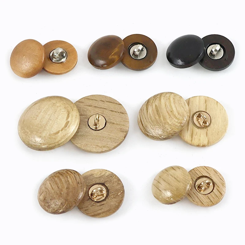 

30/50Pcs Meetee 11/15mm Natural Wooden Buttons Round Button Shirt Jacket Clasp Metal Handle Decor Buckle DIY Sewing Accessories