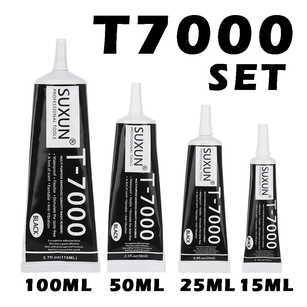 SUXUN-Multifuncional Glue Set para Frame da tela do telefone móvel, selante epóxi, Super Preto Líquido, unha polonês, T7000, T8000