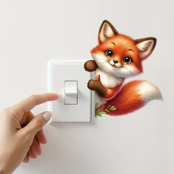 Cute Beautiful Little Fox Switch Sticker, Home Switch Wall Sticker, Suitable For Bedroom, Living Room, Bathroom Mural Art S380