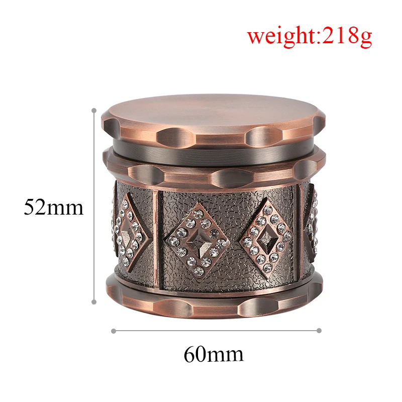 60mm 4-Layer Herb Tobacco Grinder Manual Grass Spice Herbal Vintage Style Crusher Machine Smoking Tool