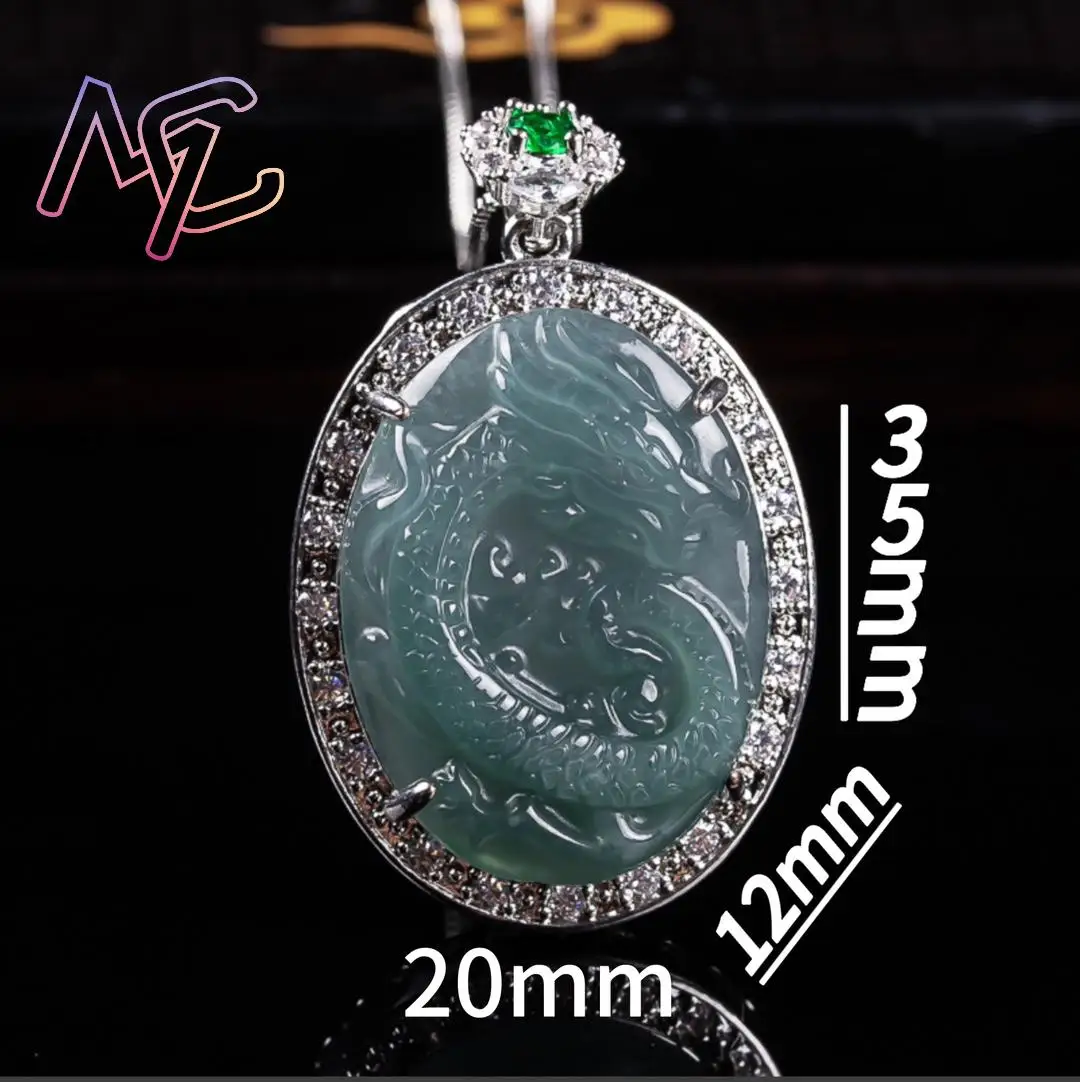 Myanmar Jadeite Dragon Pendant Necklace 925 Silver Real Jade Accessories Gemstone Fashion Natural Jewelry Gifts for Men Women