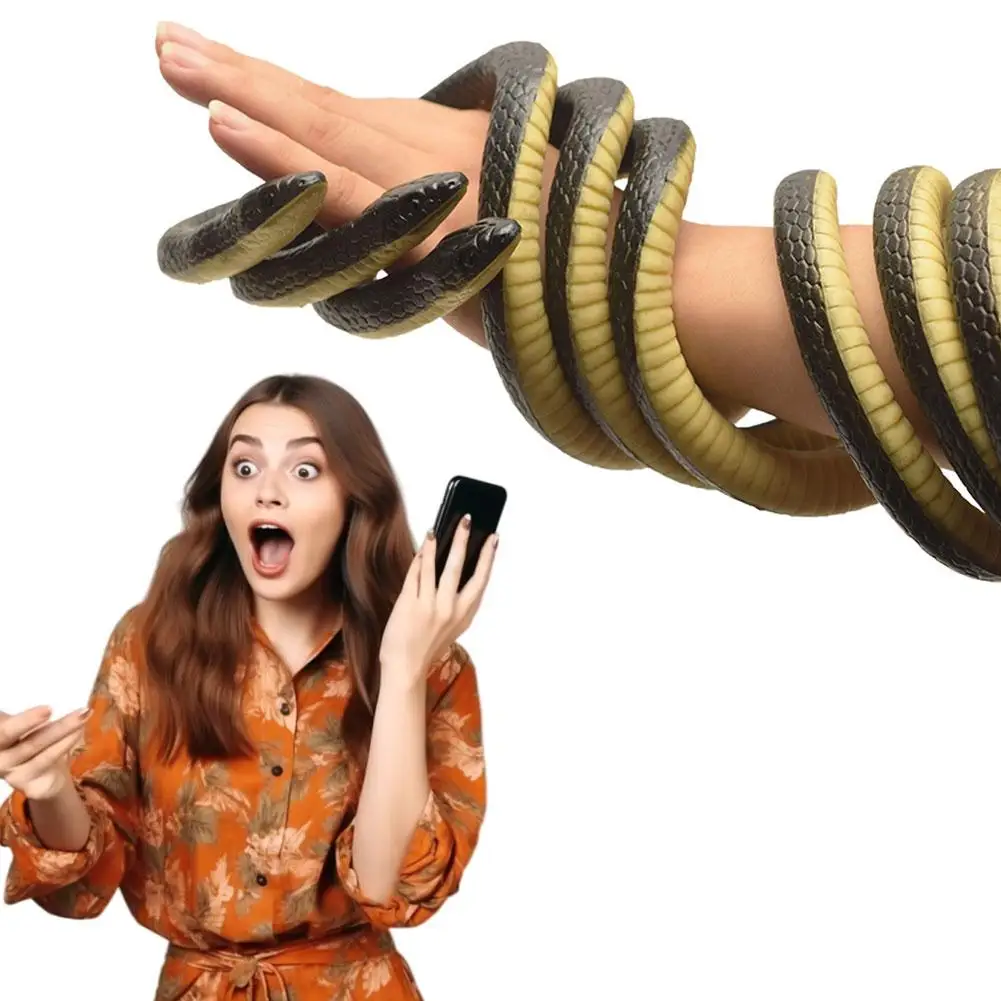 120cm Realistic Giant Fake Snake Prank Toy Soft TPR Rubber Snake Lifelike Texture Scary Appearance Halloween Party Scary Toy
