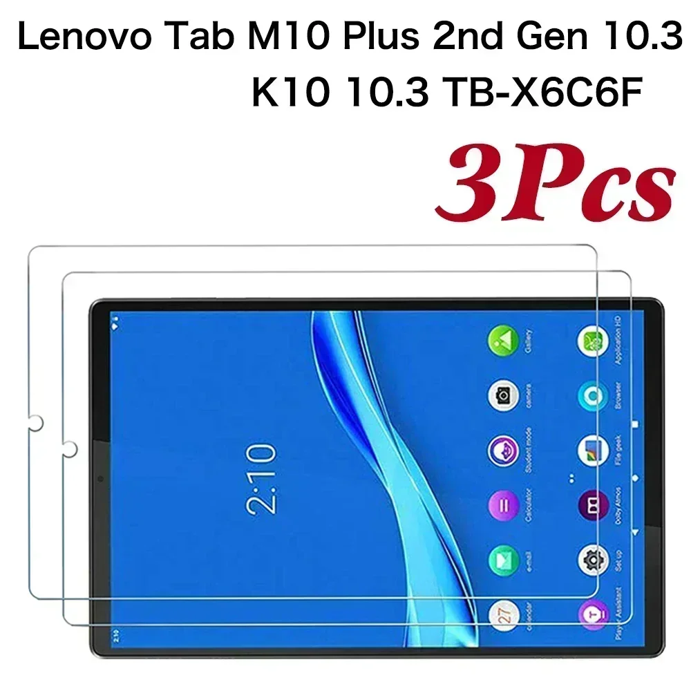 3 uds vidrio templado para Lenovo Tab M10 FHD Plus 2. a generación TB-X606F M10 X605F protección de pantalla de tableta para K10 10,3 TB-X6C6F/X6C6X