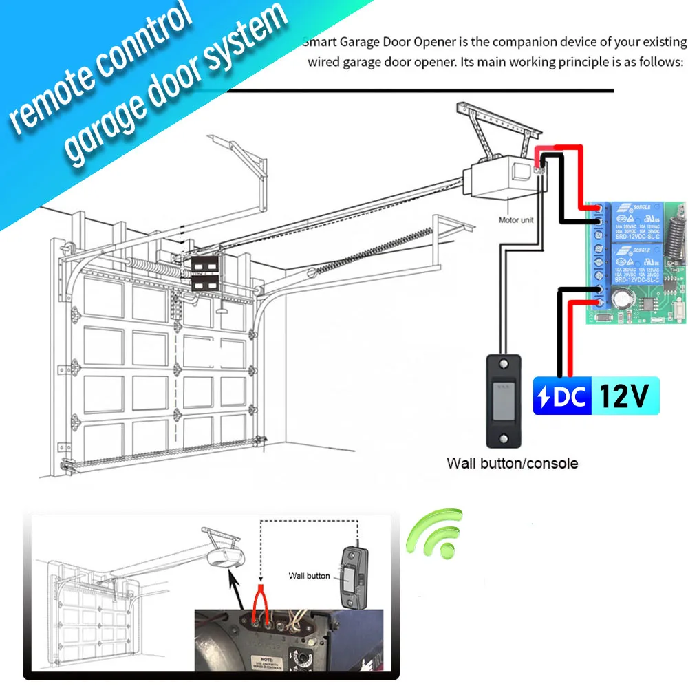 433mzh Universal fernbedienung schalter DC 12V 2ch Trocken kontakt Relais Empfänger HF-Sender für Tor Tür Schiebetür LED DIY