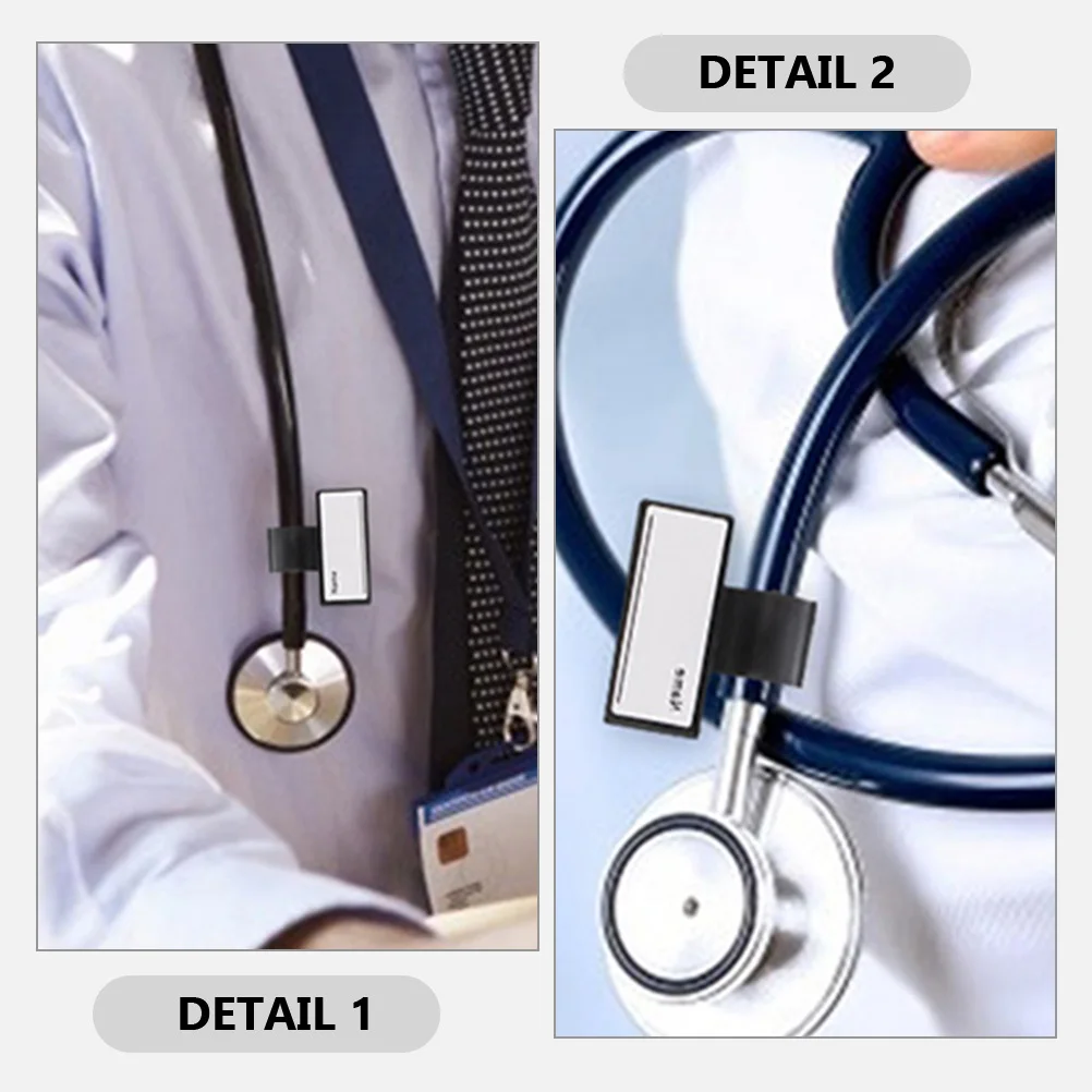

5Pcs Stethoscope Name Tags Plastic Double Sided Writable ABS Identification Plates Clip Medical Stethoscope Tube Supplies