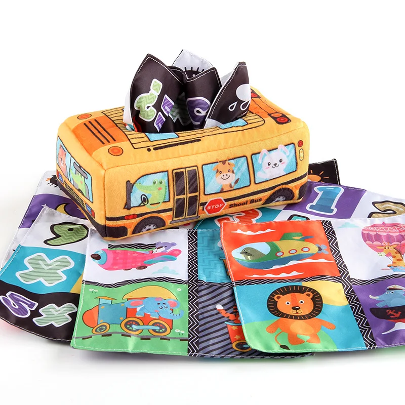 Baby cloth book tissue box, soft baby book that can't be torn, cloth book early education set toy