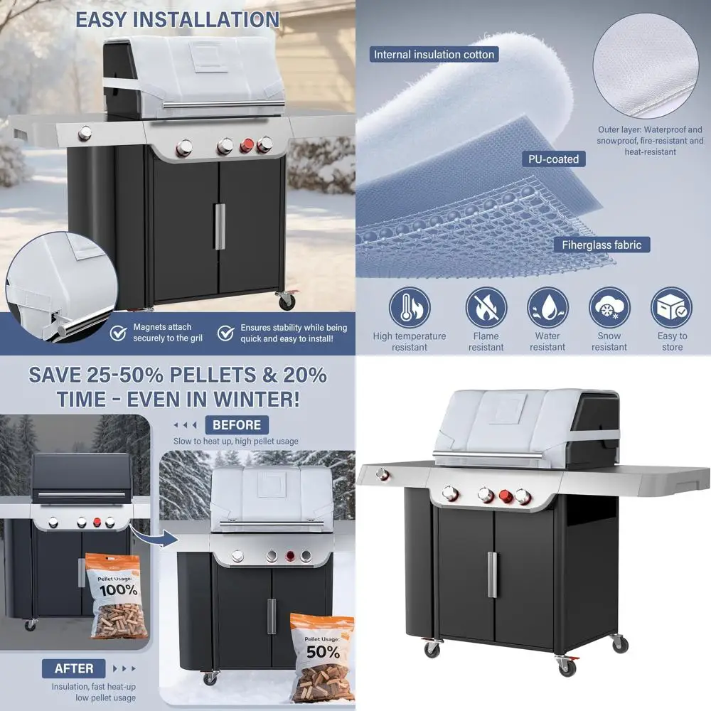 

Grill Thermal Insulated Blanket for Weber Genesis II 300 and LX 300 Gas Grills, Grill Accessories Insulation Blanket for Weber G