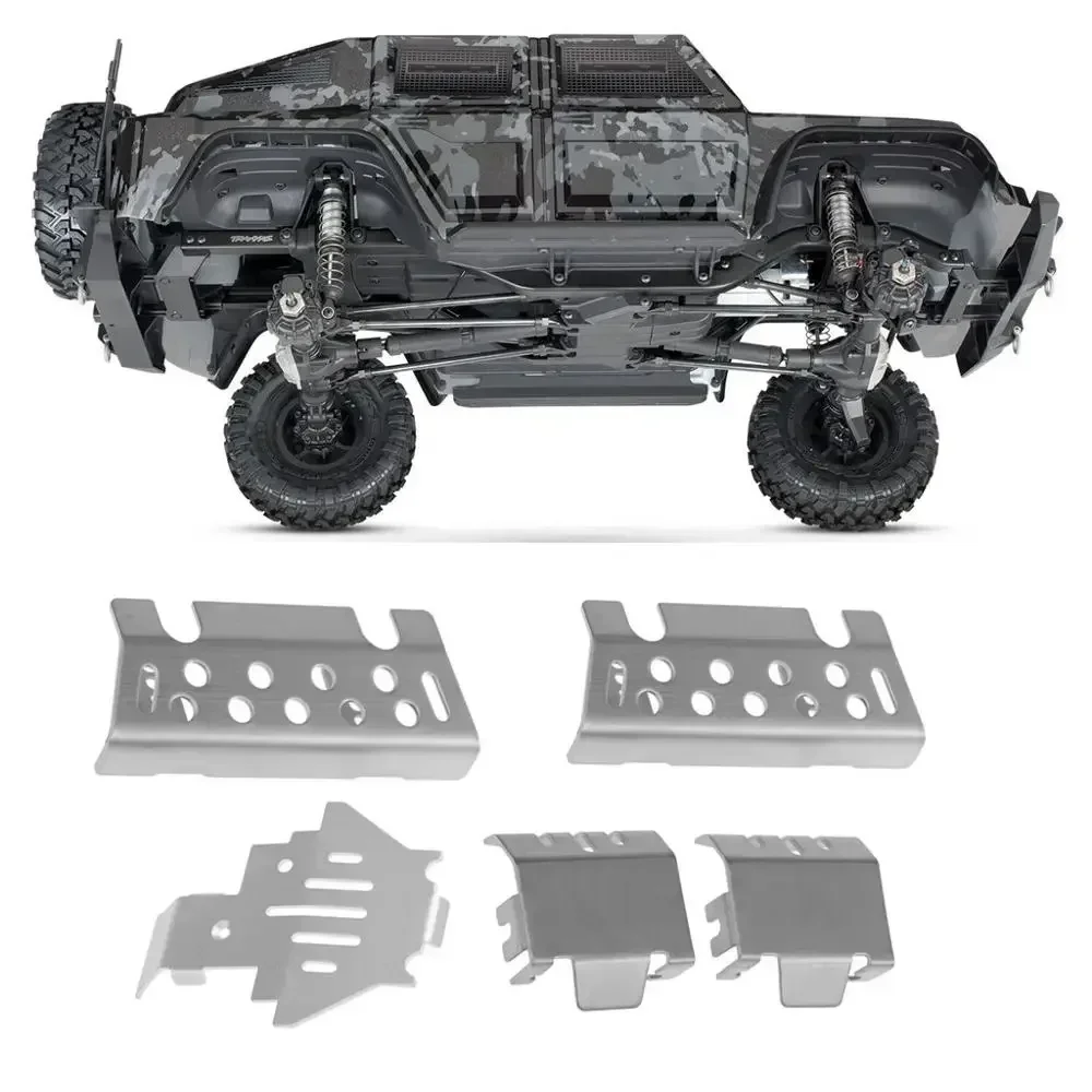 Liga de alumínio chassi armadura eixo protetor placa skid para 1/10 rc crawler trxs TRX-4 trx4