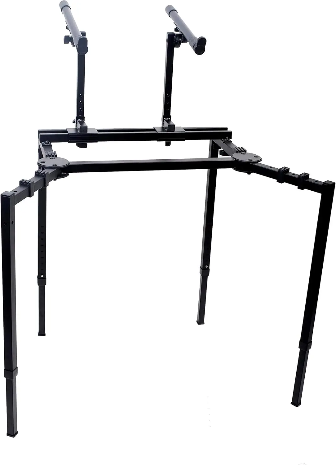 

Adjustable 2-Tier Keyboard Stand with Laptop Mount - Portable Folding DJ Studio Rack for Music Equipment