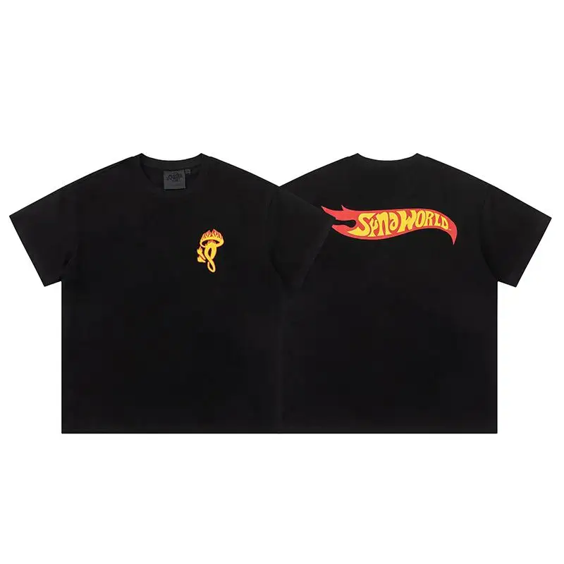 

Summer New SynaWord Couple T-irts round Ne ort Sve Cotton Breathable Youth Faion Casual Cartoon Print ex Tops