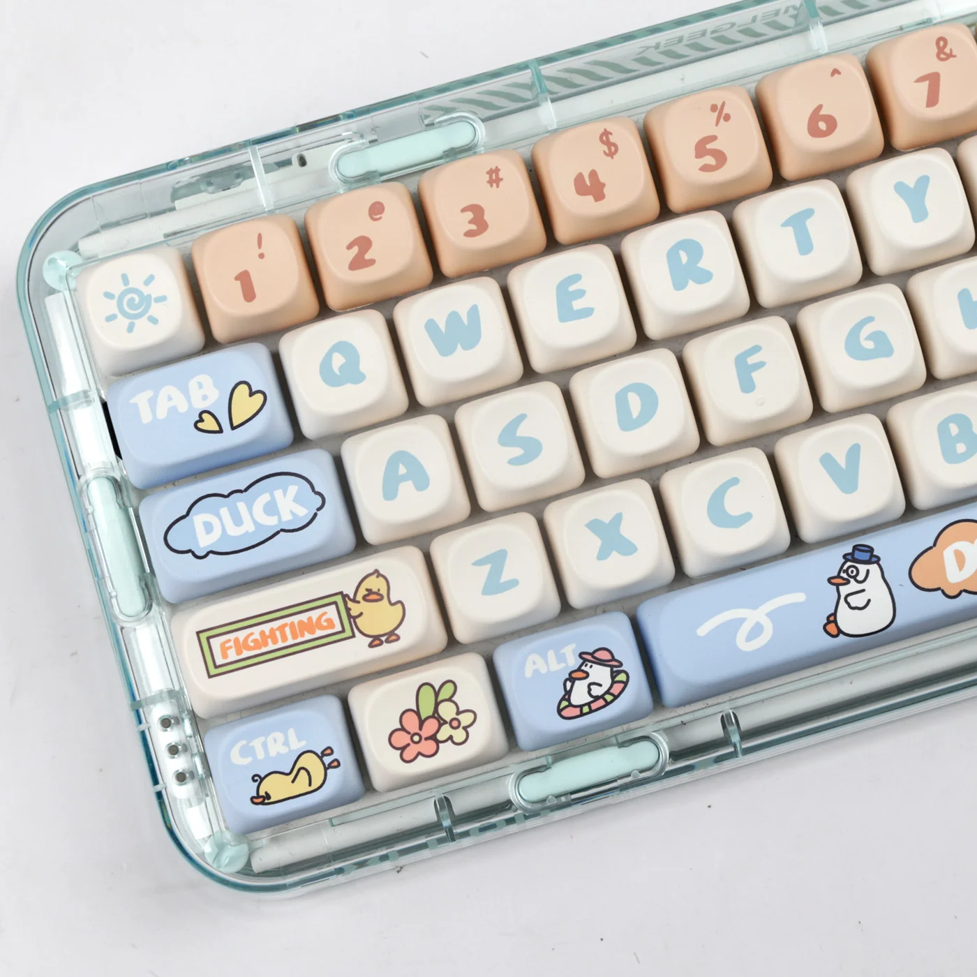 Cute Duck Keycaps 139 Keys MOA Profile PBT Dye Sublimation for MX Alice Swith Mechanical Keyboard Key Cap Keyboards Accessories