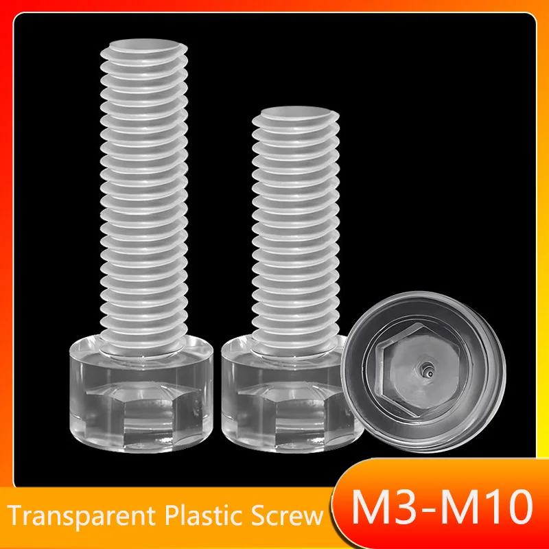 Hexagon Hex Socket Head Cap Screws M3 M4 M5 M6 M8 M10 PC Plastic Acrylic Cap Head Bolt Insulated Anti-corrosion Length：6-50mm