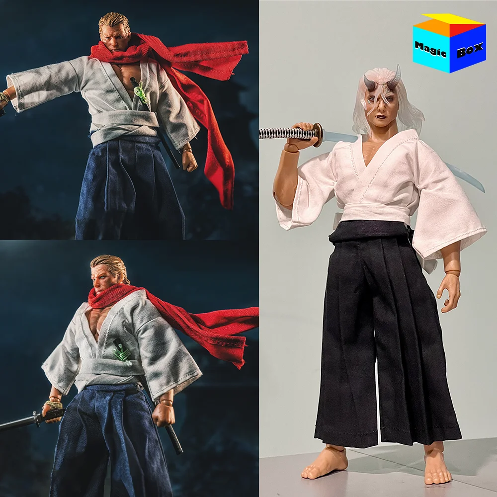 In Stock 1/12 Male Soldier Japanese Samurai Clothes Scarf Suit for 6Inch vtoys Action Figure Body Movable Doll Costume Accessory