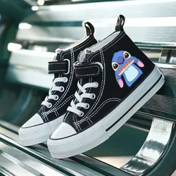 Kawaii Girls Casual Cartoon Shoes High-top Canvas Shoes Lilo Stitch Boys Kids Disney Sport Children Print Boy Tennis Shoes 1284