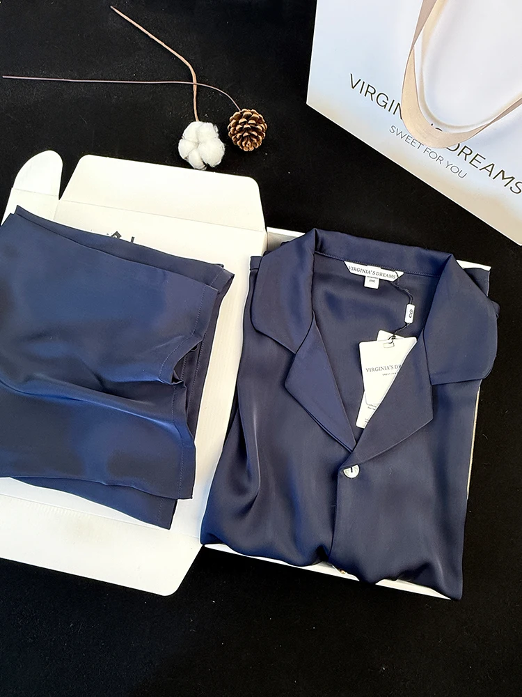 blue-ice-silk-spwear-men's-long-sve-long-pants-satin-home-clothes-gift-box-set-polyester-fiber-soft-comfortable-spring