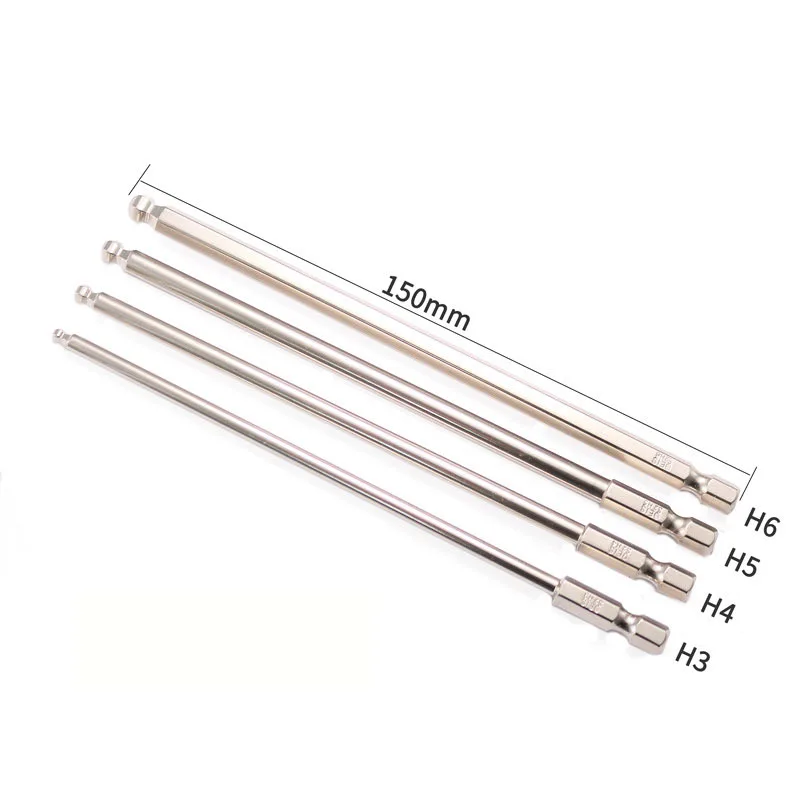 Imagem -06 - Ball End Hex Chave de Fenda Bits Grupo s2 Aço Ferramentas de Soquete Métrico Magnético Metal Manual Allen Bits H3-h6 Pcs