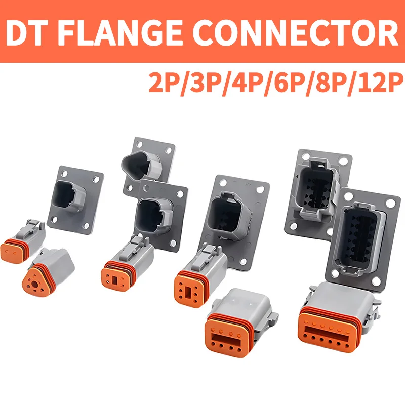 

Deutsch DT Series Waterproof Automotive Plug | Flange Mount Sealed Connector 22-16AWG for Vibration Resistance​ ​​DT04-6P-L012