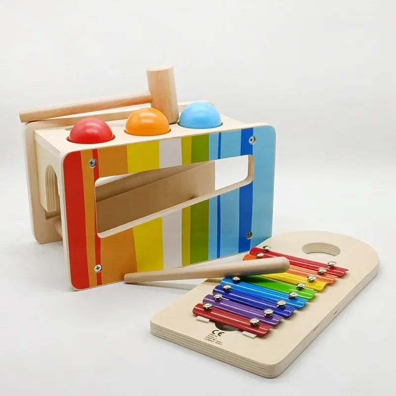 Banc de livre et de robinet avec Xylophone coulissant, jouets musicaux durables en bois pour les tout-petits, adaptés aux enfants