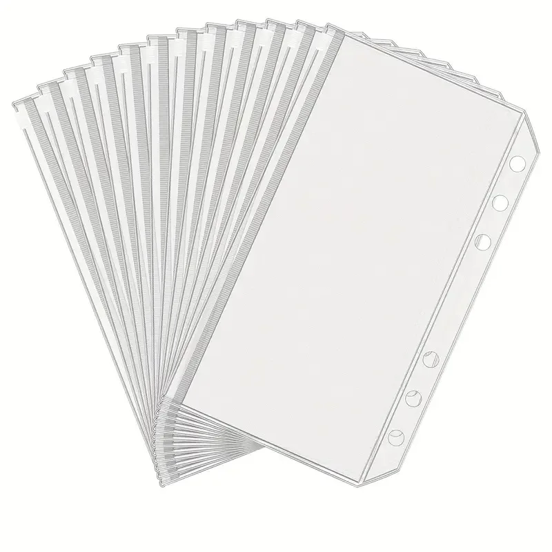 10Pcs A6 Loose-leaf Notebook 6-hole Zipper Bag Receipt Planner PVC Storage Bag Business Card Holder ID Card Storage Pen Case