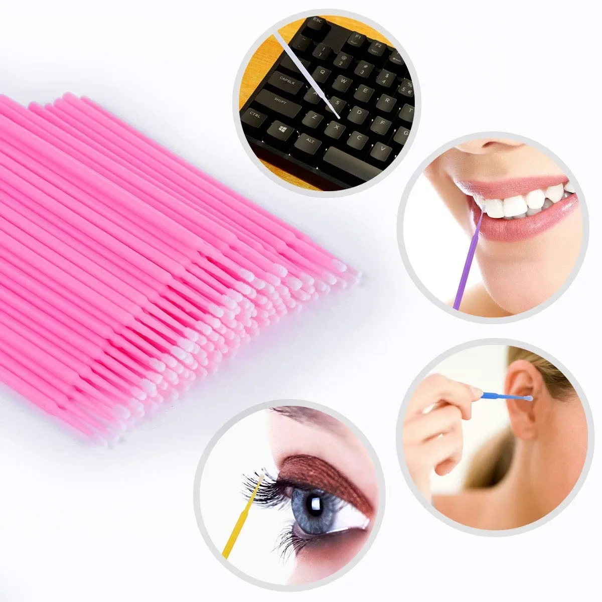 100 ชิ้นแปรงทําความสะอาดขนตา Lash Extension Micro ผ้าฝ้าย Swab ขนตา Microbrush แต่งหน้าความงาม Clean Remover เครื่องมือ