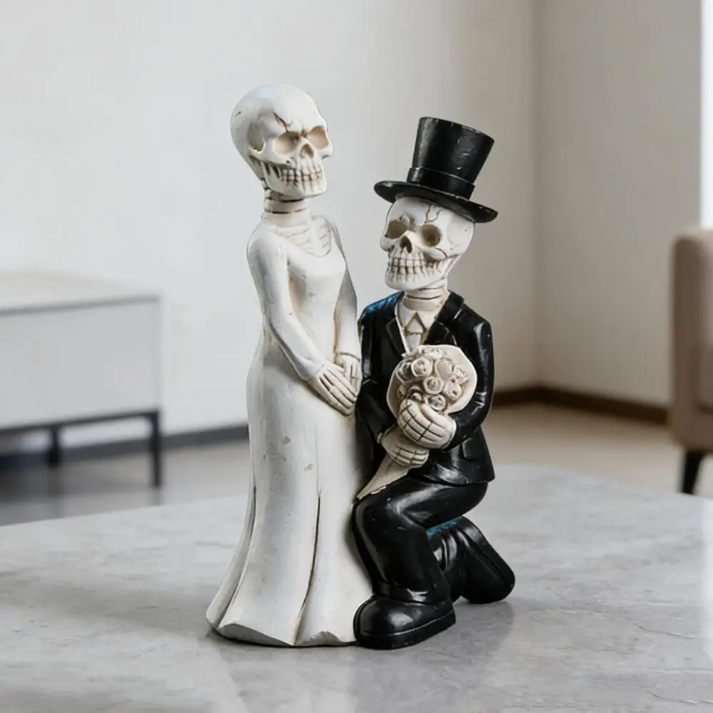 Skeleton Figurine Skeleton Decor Skeleton Bride Groom Figurine Resin Skull Statue Day of Dead Wedding Couple Sculpture Halloween