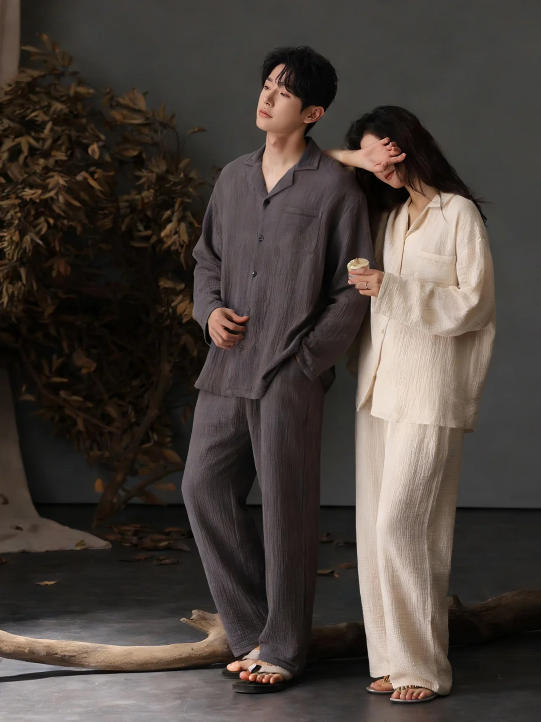 cotton-pajamas-couple-spwear-women's-sle-spring-autumn-home-clothes-men's-outdoor-wearable-soft-breathable-long-sve