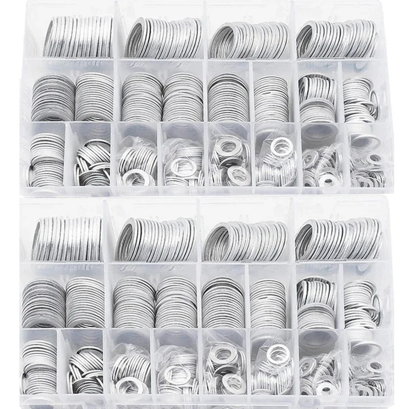 200/280/360/450/540pcs M6 M8 M10 M12 M14 M16 M18 M20 M22 M24 Aluminum Flat Washer Oil Drain Plug Gaskets Combination Kit