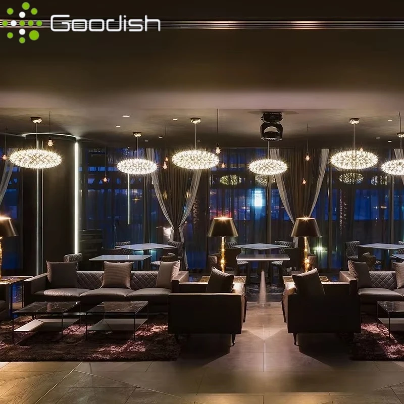 Современный роскошный стильный дизайн, подвесные потолочные светильники, крытая хрустальная лампа для вестибюля отеля, бара, виллы, светодиодная люстра для украшения дома