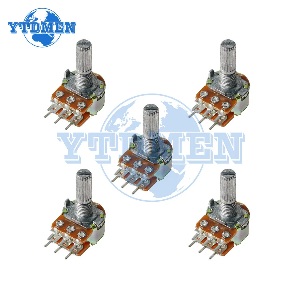 10PCS WH148 15mm/20mm 6pin Dual-gang Potentiometer 10K 1K 2K 5K 20K 50K 100K 250K 1M Variable Resistor for Audio Volume Control