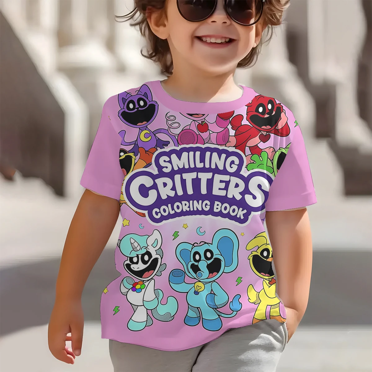 Amine HOT Smiling Critters 3D Print Baby Clothing 5 to 14 Year Male Outdoor Clothes for Children Boy Girl Child TShirt Top Shirt