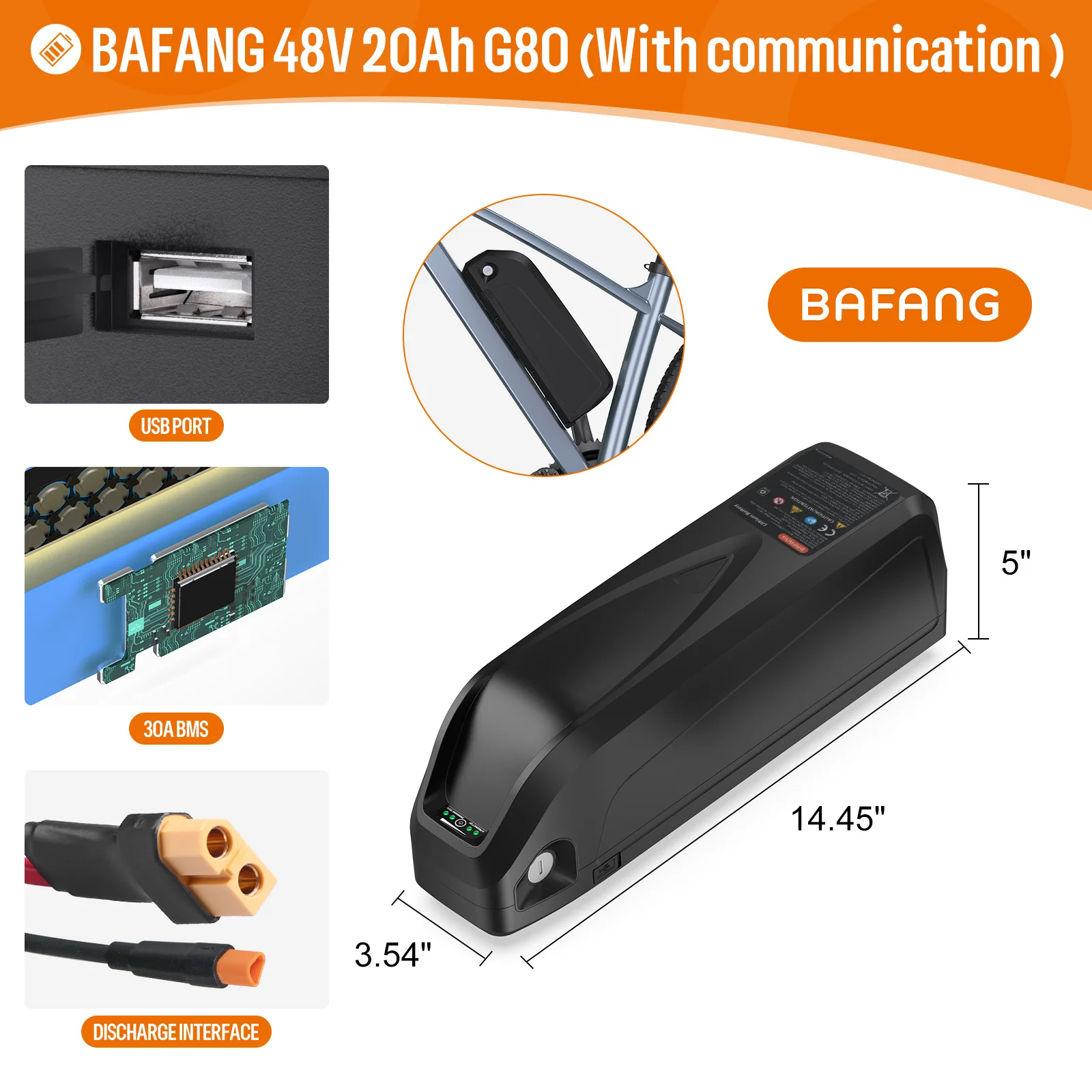 Originele Eboat Batterij 48V 52V 36V Hailong 30a Bms Elektrische Cyclus Downtube Lithiumbatterij Voor 1000W 500W W W 250 Motor