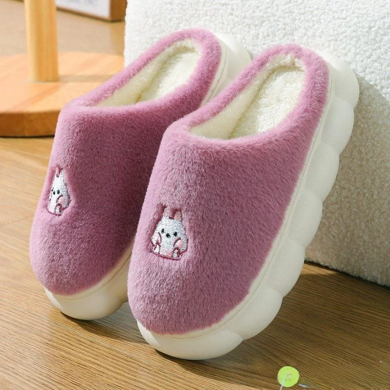 

Women's Thiened Fce Slippers Indoor Home Cotton Slippers Anti-Slip Warm Floor Casual Slippers Fly Blue Valley Brand