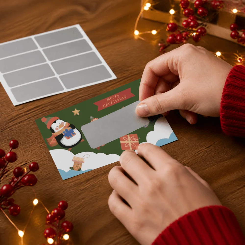 30pcs Write‑In Christmas Scratch Off Cards Self-Scratchable Opaque Coating Xmas Interactive Game Cards Cartoon Themed