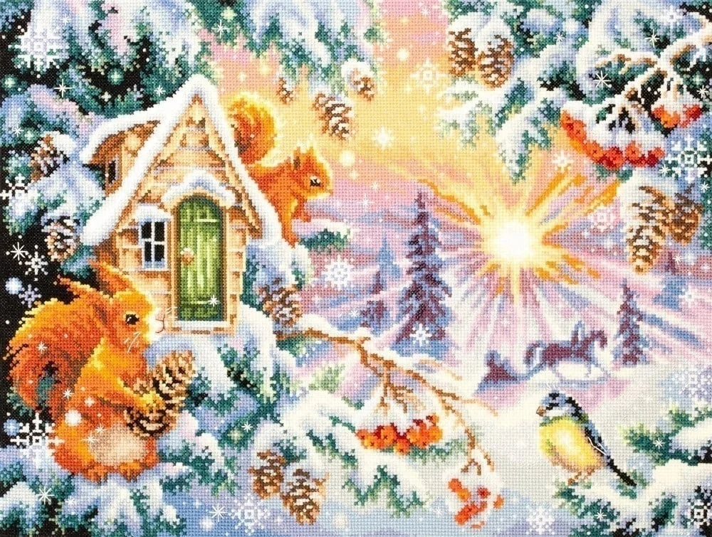 

Набор для вышивки крестом 14CT Холст Набор для вышивки крестом Craft 24-Счастливый мир животных 50-40 Набор для вышивки крестом