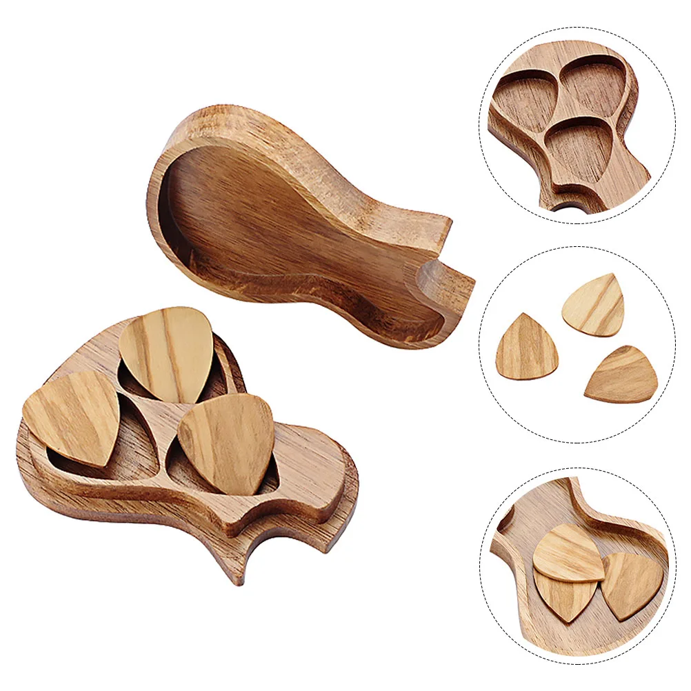 

Olive Wood Pick Set Picks Wooden Guitar With Case Parts Accessories Musical Instrument