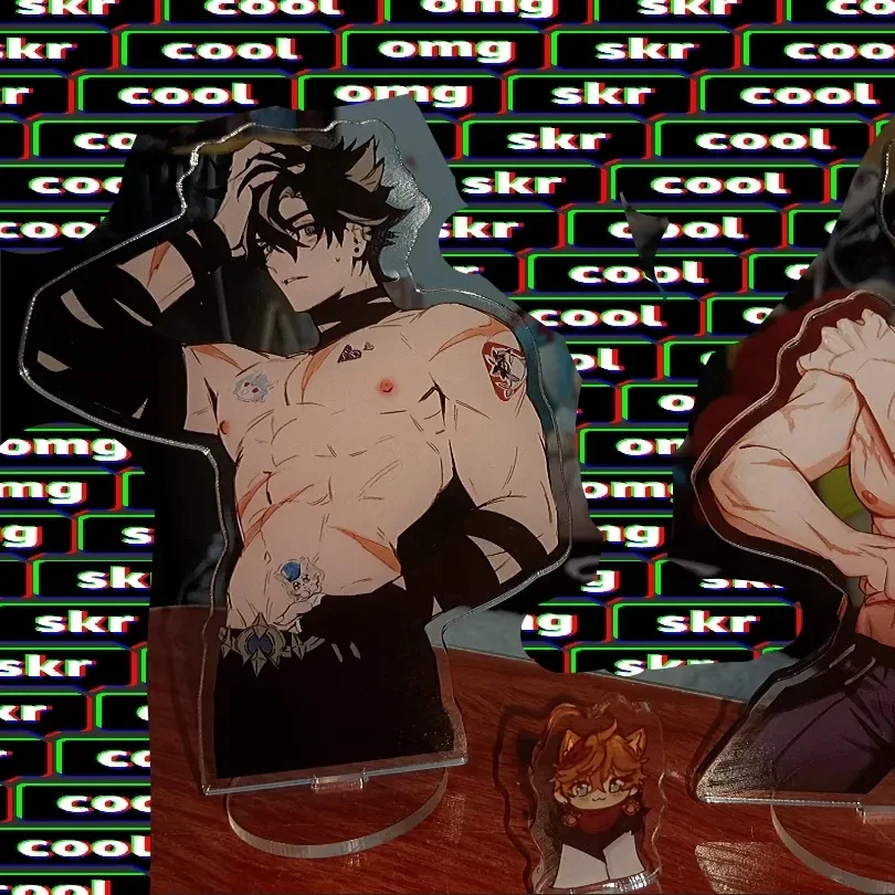 Hot Anime Game Impact Fontaine Figure Strong/Muscles Wriothesley Acrylic Stand Model Plate Desk Decor Standing Sign Fans Gift