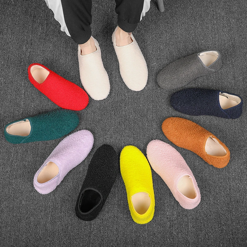 

YRZL Men's Cotton Shoes Warm Slip on Thin Bottom Casual Slippers Mens Plush Bedroom Men Cotton Loafers Man Winter Warm Men Shoes
