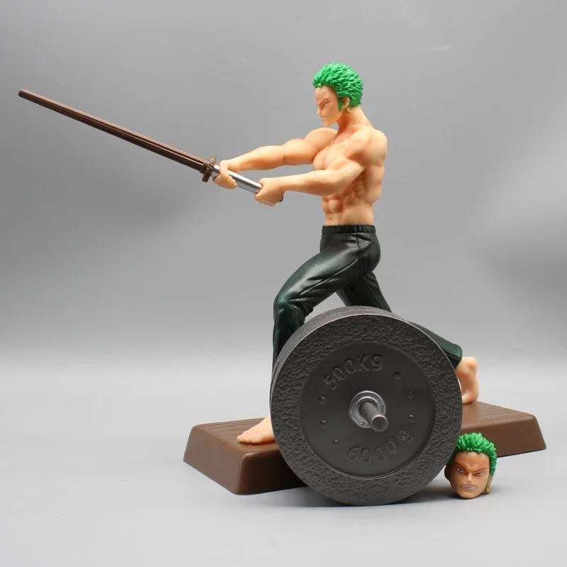 24cm One Piece Anime Figure Gk Uno Fitness Roronoa Zoro Dumbbell Wooden Sword Pvc Action Figurine Decoration Model Toys Gifts