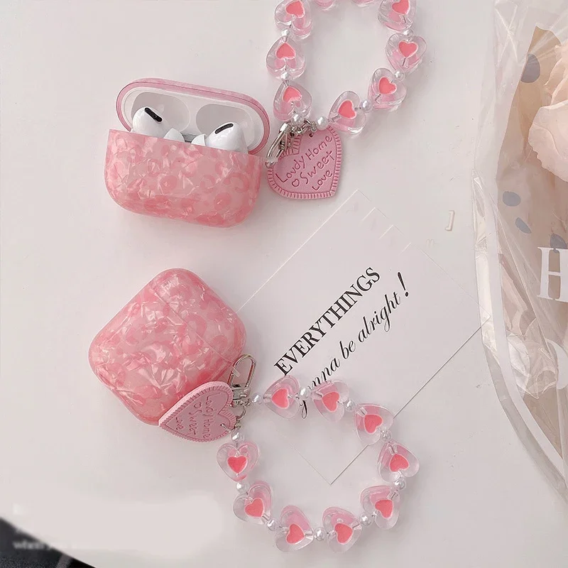 เคสสำหรับ airpods 2ชิ้นเคส3rd ลายเสือดาวสีชมพูเคสโซ่ความรักสำหรับ Apple airpods Pro 2กรอบป้องกันหูฟังเคสนิ่ม fundas