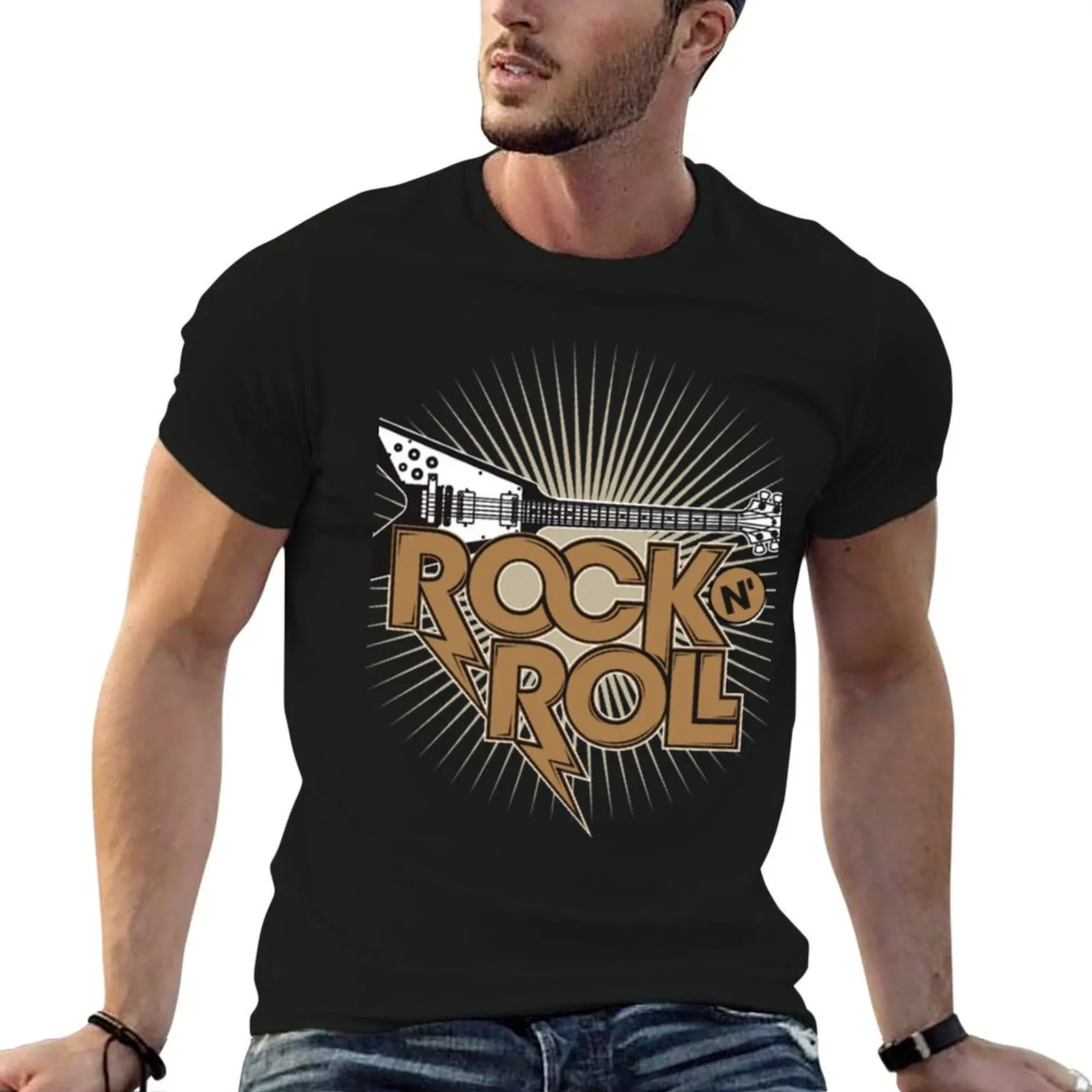 Rock N' Roll T-Shirt baggy shirts cotton graphic tees men clothing