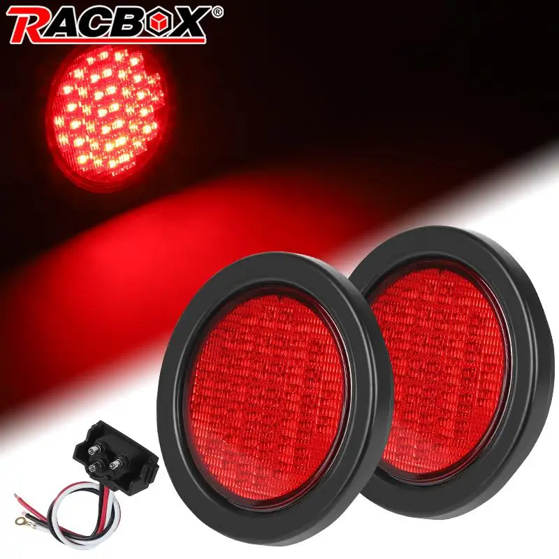 4-дюймовые круглые задние стоп-сигналы заподлицо, 40 светодиодов, боковой габаритный фонарь, стоп-сигнал на крыше кабины для автомобиля, прицепа, грузовика, трактора, автобуса, автофургона