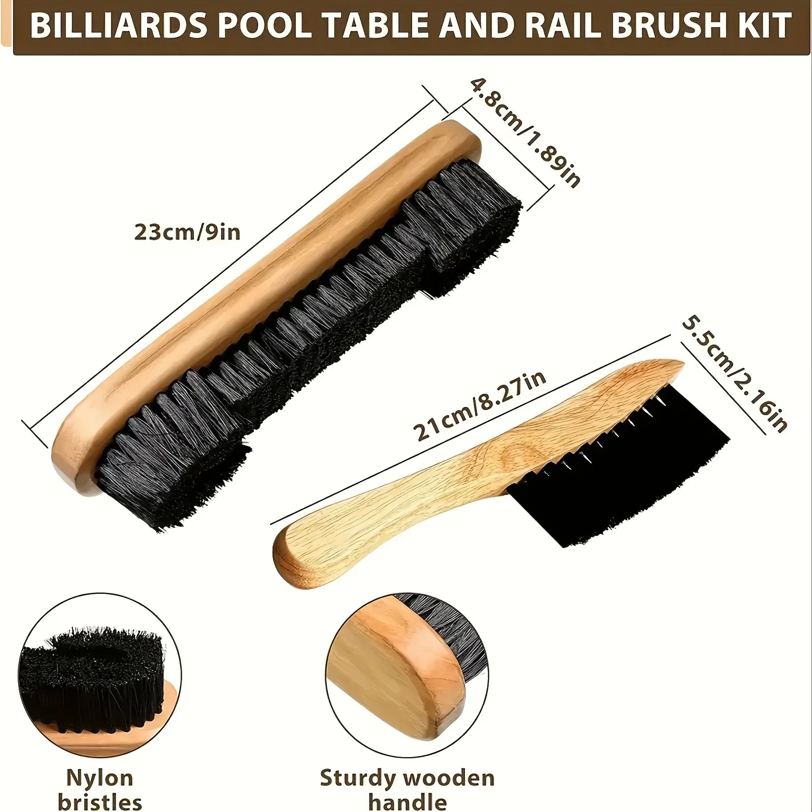 2pcs Pool Table Brush Set Durable, Easy-to-Use, Long-Lasting for Effective Cleaning - Complete Solution for Billiard Tables