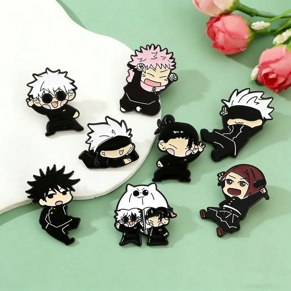 8 Stück Niedliche Jujutsu Kaisen Emaille-Pins Anime-Charaktere Gojo Satoru Itadori Yuji Emaille-Broschen Anstecknadeln Fangeschenk