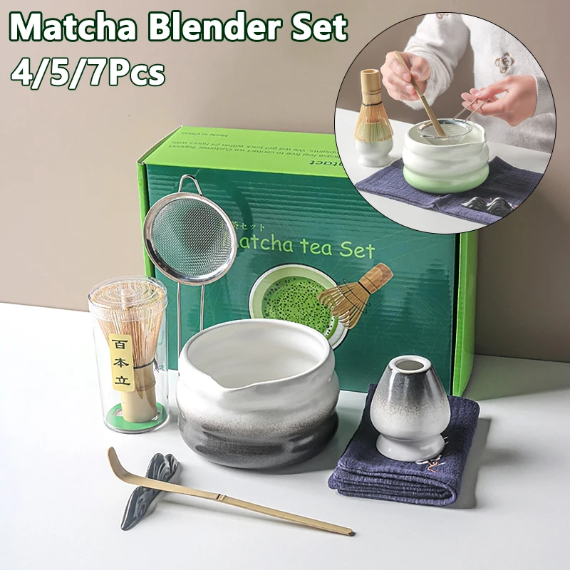 

Набор из 4/5/7 шт., градиентный набор матча, натуральный бамбук, совок для венчика матча, керамическая чаша матча, держатель для венчика, традиционные чайные сервизы, подарки